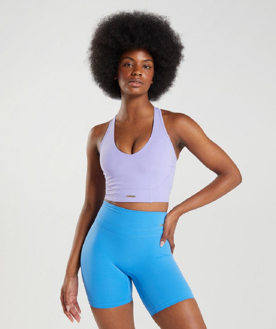 Podkoszulki Damskie Gymshark Whitney Crop Fioletowe | PL 3098HAP